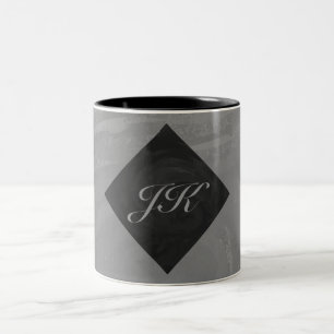 Slate Gray Monogram Tweekleurige Koffiemok