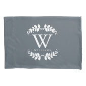 Slate Gray Monogrammed Kussensloop (Voorkant)