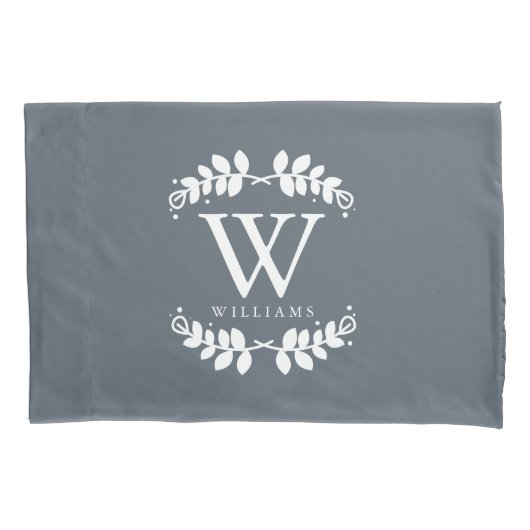 Slate Gray Monogrammed Kussensloop (Voorkant)
