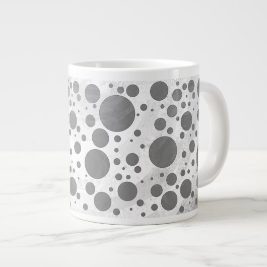 Slate Gray Polka Dot Pattern Grote Koffiekop (Voorkant rechts)