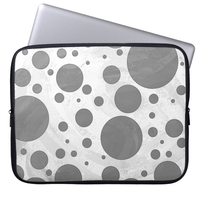 Slate Gray Polka Dot Pattern Laptop Sleeve (Voorkant)