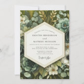 Slate Green Botanical Opulence Wedding Kaart (Voorkant)