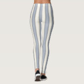 Slate Grey & Antiek Wit Verticaal Stripes Grappig Leggings (Achterkant)