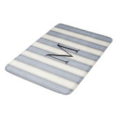 Slate Grey & Antiek Witte Strepen Monogrammed Badmat (Gekanteld)