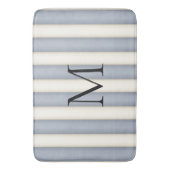 Slate Grey & Antiek Witte Strepen Monogrammed Badmat (Voorkant Verticaal)