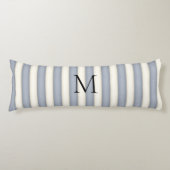 Slate Grey & Antiek Witte Strepen Monogrammed Lichaamskussen (Voorkant)