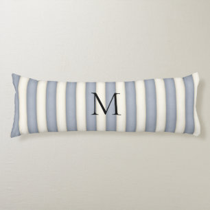 Slate Grey & Antiek Witte Strepen Monogrammed Lichaamskussen