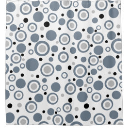 Slate Grey Black Polka Dots Douchegordijn