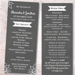Slate Grey Chalk Style Flat Wedding Program Programmakaart