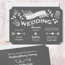 Slate Grey Chalk Style Uitnodiging