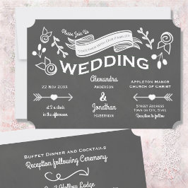 Slate Grey Chalk Style Uitnodiging