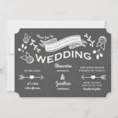 Slate Grey Chalk Style Uitnodiging (Voorkant)