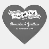 Slate Grey Chalk Style Weddenschap Bedankt Hart Sticker (Voorkant)