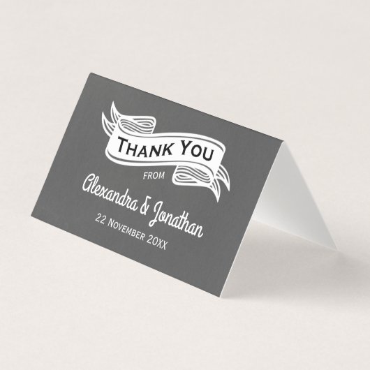 Slate Grey Chalk Style Weddenschap Bedankt Kaart (Voorkant)
