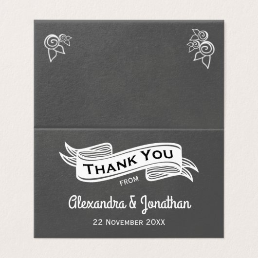 Slate Grey Chalk Style Weddenschap Bedankt Kaart (Buitenkant ongevouwen)