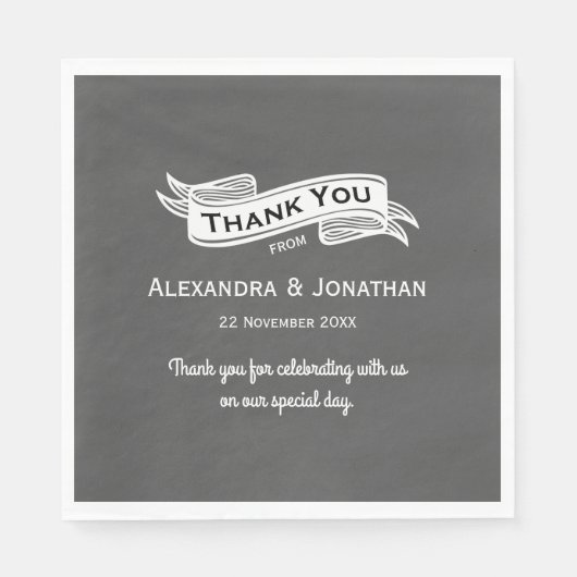 Slate Grey Chalk Style Weddenschap Bedankt Servet (Voorkant)