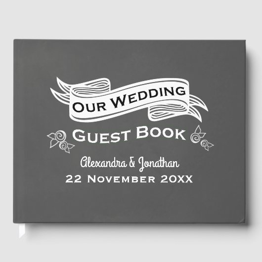 Slate Grey Chalk Style Weddenschap Gastenboek (Voorkant)