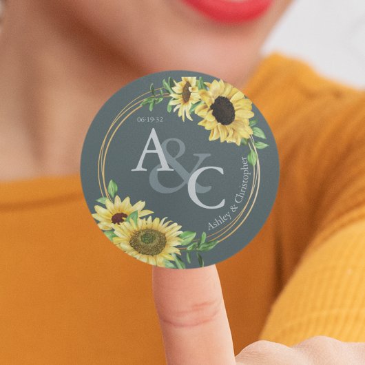 Slate Grey · Elegante moderne bruiloft Ronde Sticker