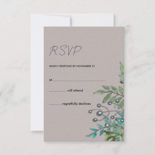 Slate Grey en Forest Greens Rustic RSVP Kaartje (Voorkant)