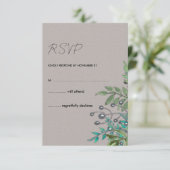 Slate Grey en Forest Greens Rustic RSVP Kaartje (Staand voorkant)