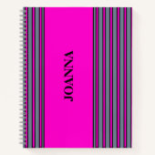Slate Grey Fuchsia Elegant Stripes Naam Notitieboek (Voorkant)