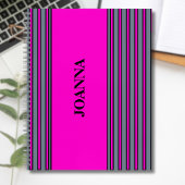 Slate Grey Fuchsia Elegant Stripes Naam Notitieboek