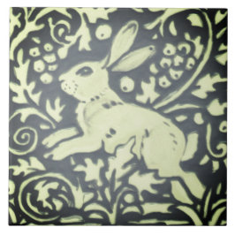 Slate Grey Green Rabbit Floral Woodland Natuur Tegeltje