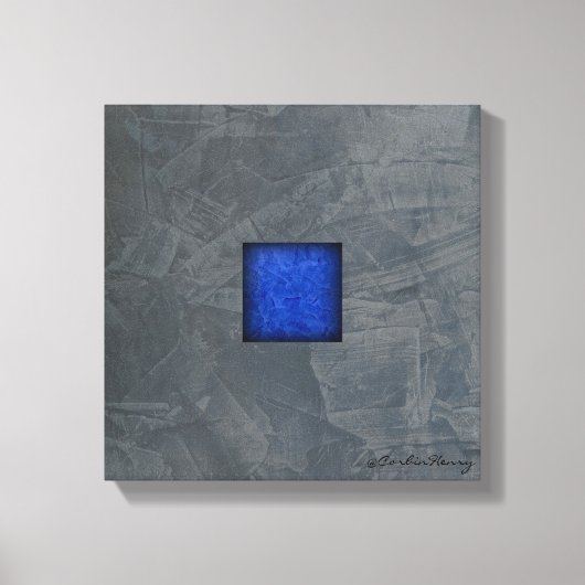 Slate Grey Kobalt Blauw Moderne Kunst met Signatur Canvas Afdruk (Voorkant)
