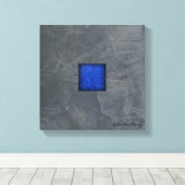 Slate Grey Kobalt Blauw Moderne Kunst met Signatur Canvas Afdruk (Insitu (Houten vloer))