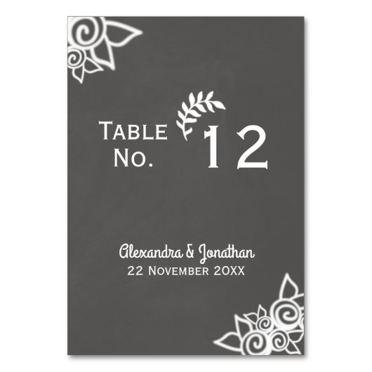 Slate Grey Krijt Stijl Tafel Nummer Kaart (Achterkant)