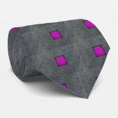 Slate Grey Lavender Fuchsia Modern Art Stropdas (Opgerold)