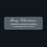 Slate Grey Merry Christmas Bericht Familie Blad Etiket<br><div class="desc">Vertegenwoordig me met dit moderne,  elegante etiket van het terugkeeradres. Deze sjabloon kan worden aangepast aan alle professionele beroepen.</div>