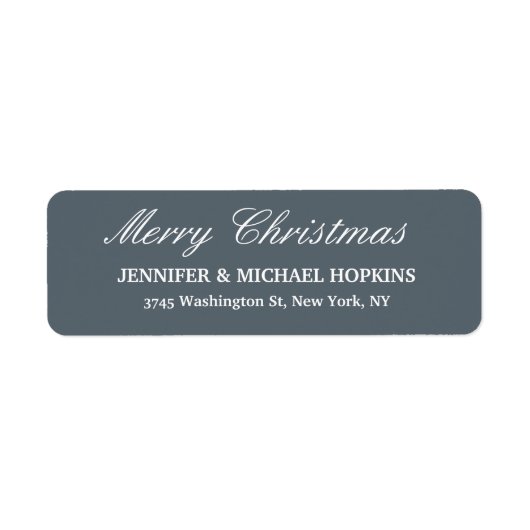 Slate Grey Merry Christmas Bericht Familie Blad Etiket (Voorkant)