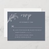 Slate Grey Minimalist Foliage Wedding RSVP Kaart (Voorkant / Achterkant)