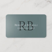 Slate Grey Minimalist Monogram Hoofdredacteur Visitekaartje (Voorkant)