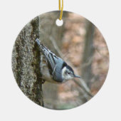 Slate Grey Nuthatch-kerstsongbird-Ornament Keramisch Ornament (Voorkant)