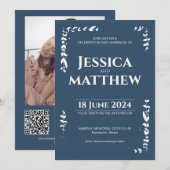 Slate Grey rustieke Botanische All-in-One bruiloft Kaart (Voorkant / Achterkant)