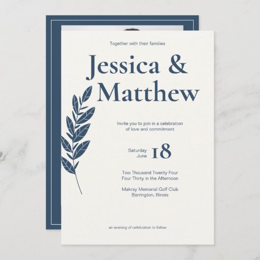 Slate Grey rustieke chique alles-in-één bruiloft Kaart (Voorkant / Achterkant)