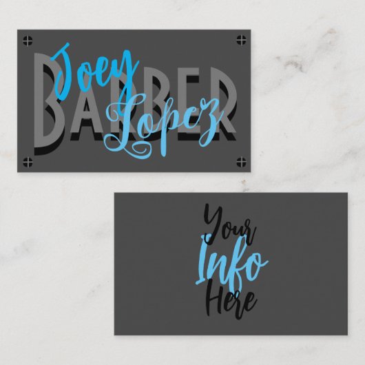 Slate Grey w/Bold Barber Logo/Jouw naam op Visitekaartje (Voorkant / Achterkant)
