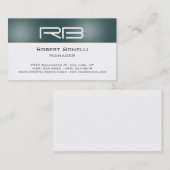 Slate Grey White Monogram Manager Visitekaartje (Voorkant / Achterkant)