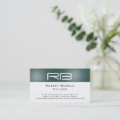 Slate Grey White Monogram Manager Visitekaartje (Staand voorkant)