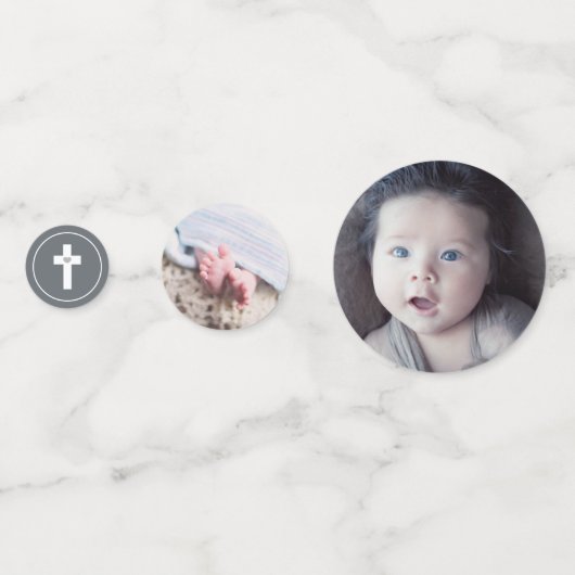 Slate Grey & Wit Kruis - Foto - Doop Confetti (Voorkanten)