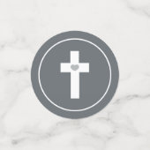 Slate Grey & Wit Kruis - Foto - Doop Confetti (Kleine voorkant)