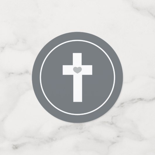 Slate Grey & Wit Kruis - Foto - Doop Confetti (Kleine voorkant)