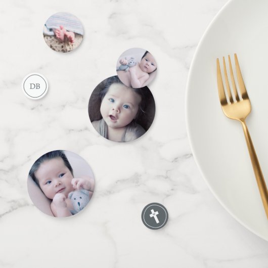 Slate Grey & Wit Kruis - Foto - Doop Confetti (Groep)