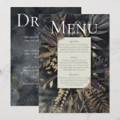 Slate grijs verguld menu loof boeket, kaart (Voorkant / Achterkant)