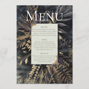 Slate grijs verguld menu loof boeket, kaart