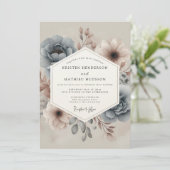 Slate Hazy Floral Wedding Kaart (Staand voorkant)