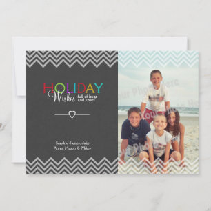 Slate look Holiday wil Foto-kaart met blauwe kaart