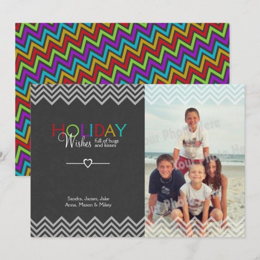 Slate Look Vakantie Wensen Foto Groeten Flat Kaart (Voorkant / Achterkant)